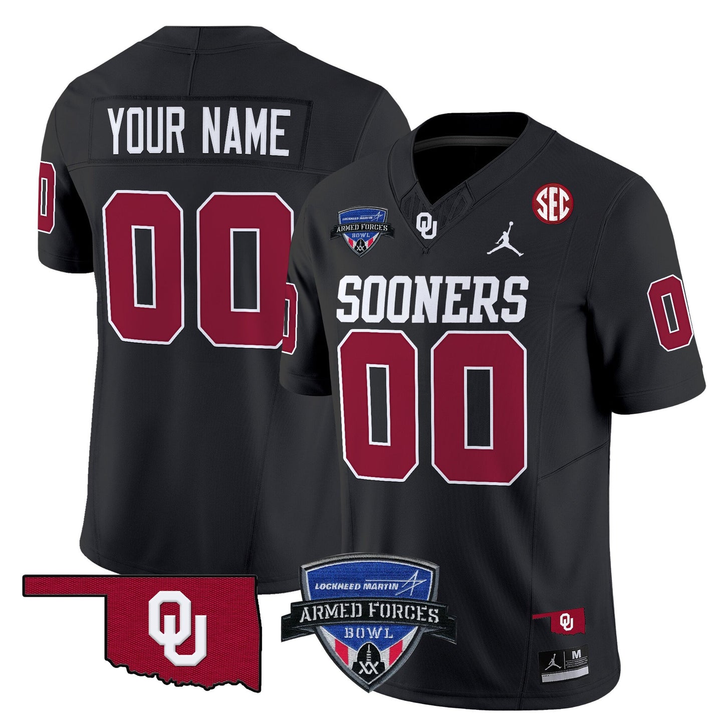 Oklahoma Sooners 2025 Armed Forces Bowl Patch Vapor Limited Custom Jersey - All Stitched