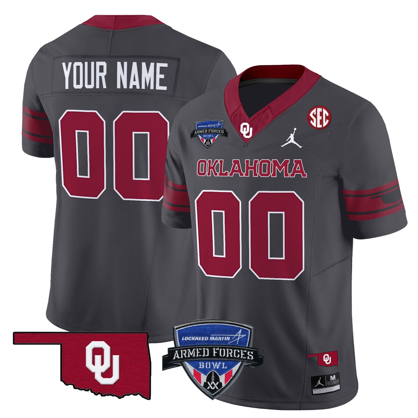 Oklahoma Sooners 2025 Armed Forces Bowl Patch Vapor Limited Custom Jersey - All Stitched