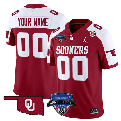 Oklahoma Sooners 2025 Armed Forces Bowl Patch Vapor Limited Custom Jersey - All Stitched