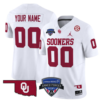 Oklahoma Sooners 2025 Armed Forces Bowl Patch Vapor Limited Custom Jersey - All Stitched