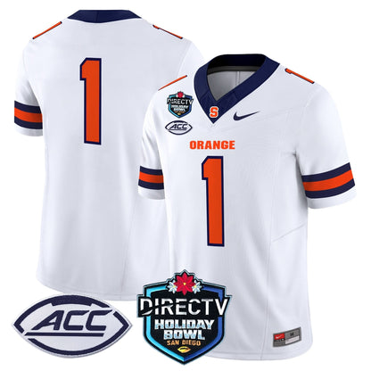 Syracuse Orange 2025 Holiday Bowl Patch Vapor Limited Jersey - All Stitched