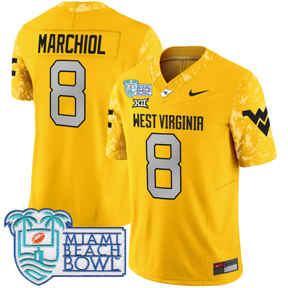 West Virginia Mountaineers 2025 Miami Beach Bowl Patch Vapor Limited Jersey - All Stitched