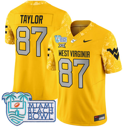 West Virginia Mountaineers 2025 Miami Beach Bowl Patch Vapor Limited Jersey - All Stitched