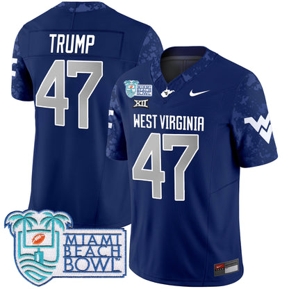 West Virginia Mountaineers 2025 Miami Beach Bowl Patch Vapor Limited Jersey - All Stitched