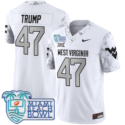 West Virginia Mountaineers 2025 Miami Beach Bowl Patch Vapor Limited Jersey - All Stitched