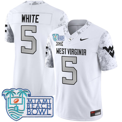 West Virginia Mountaineers 2025 Miami Beach Bowl Patch Vapor Limited Jersey - All Stitched