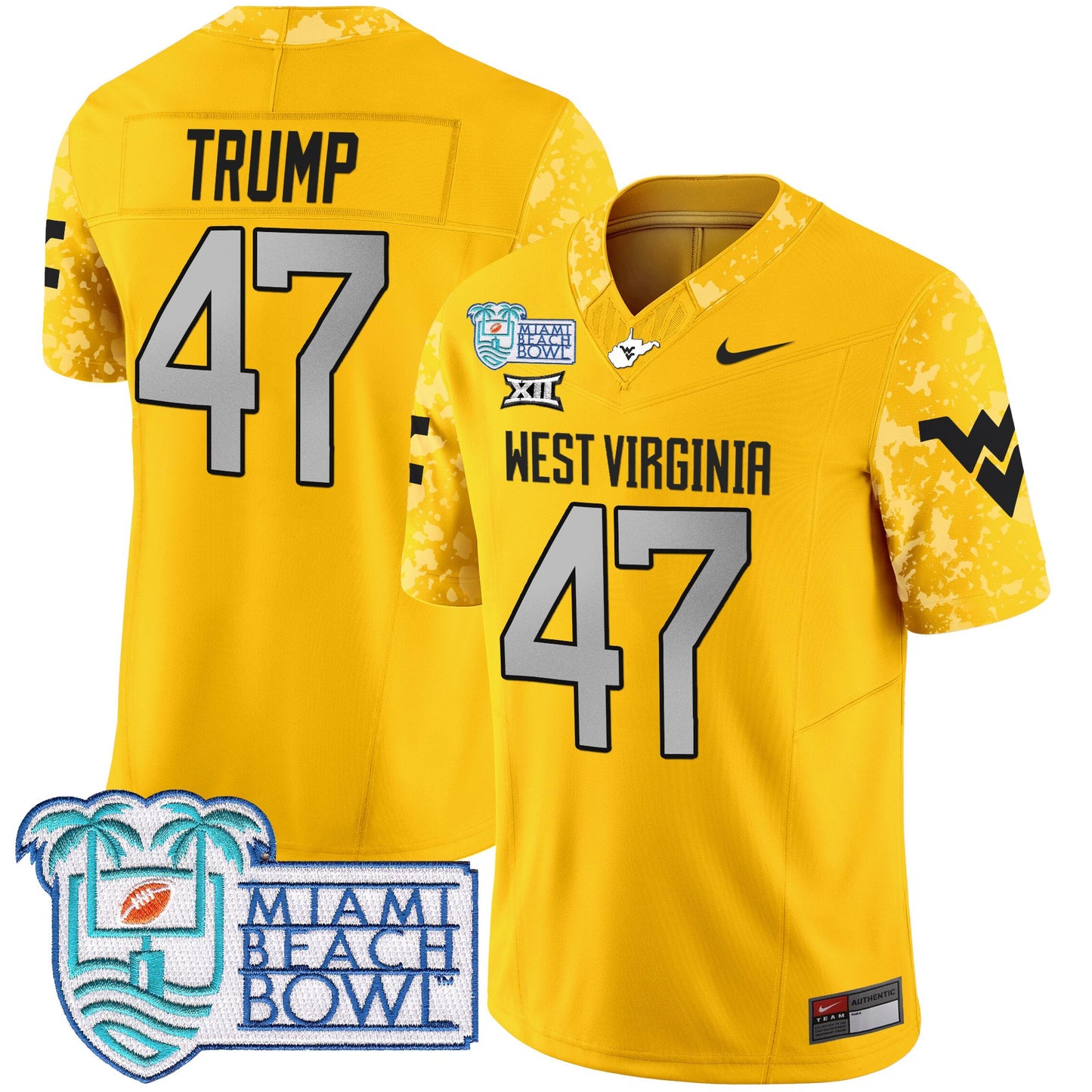 West Virginia Mountaineers 2025 Miami Beach Bowl Patch Vapor Limited Jersey - All Stitched