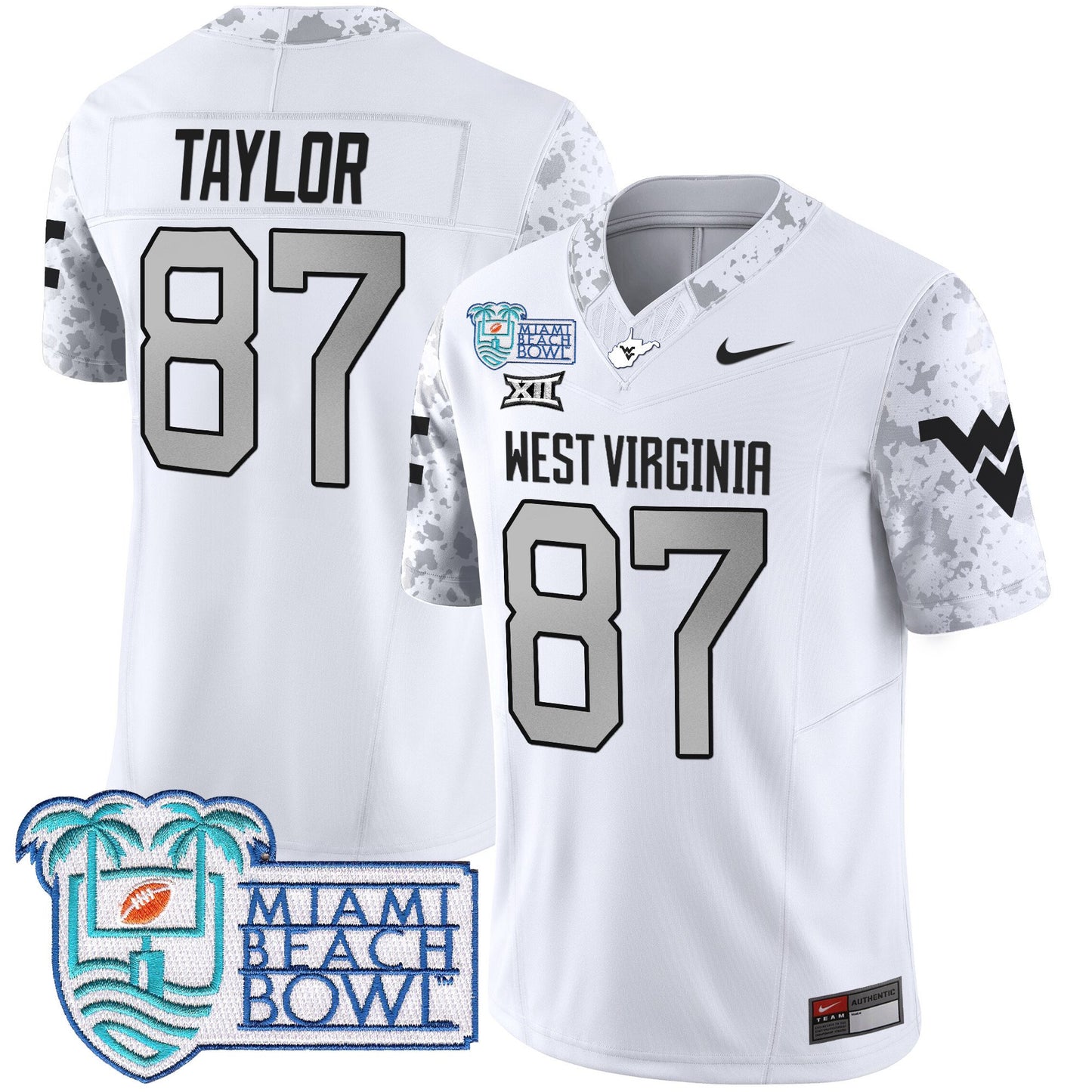 West Virginia Mountaineers 2025 Miami Beach Bowl Patch Vapor Limited Jersey - All Stitched