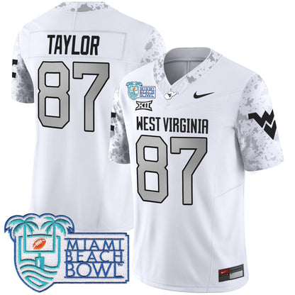 West Virginia Mountaineers 2025 Miami Beach Bowl Patch Vapor Limited Jersey - All Stitched