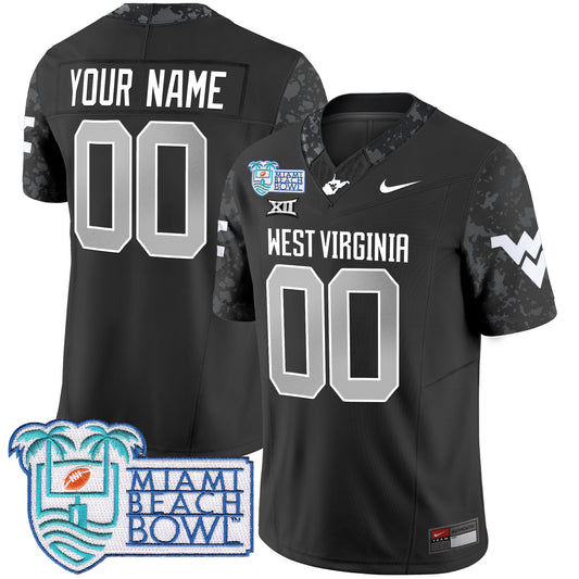 West Virginia Mountaineers 2025 Miami Beach Bowl Patch Vapor Limited Custom Jersey - All Stitched