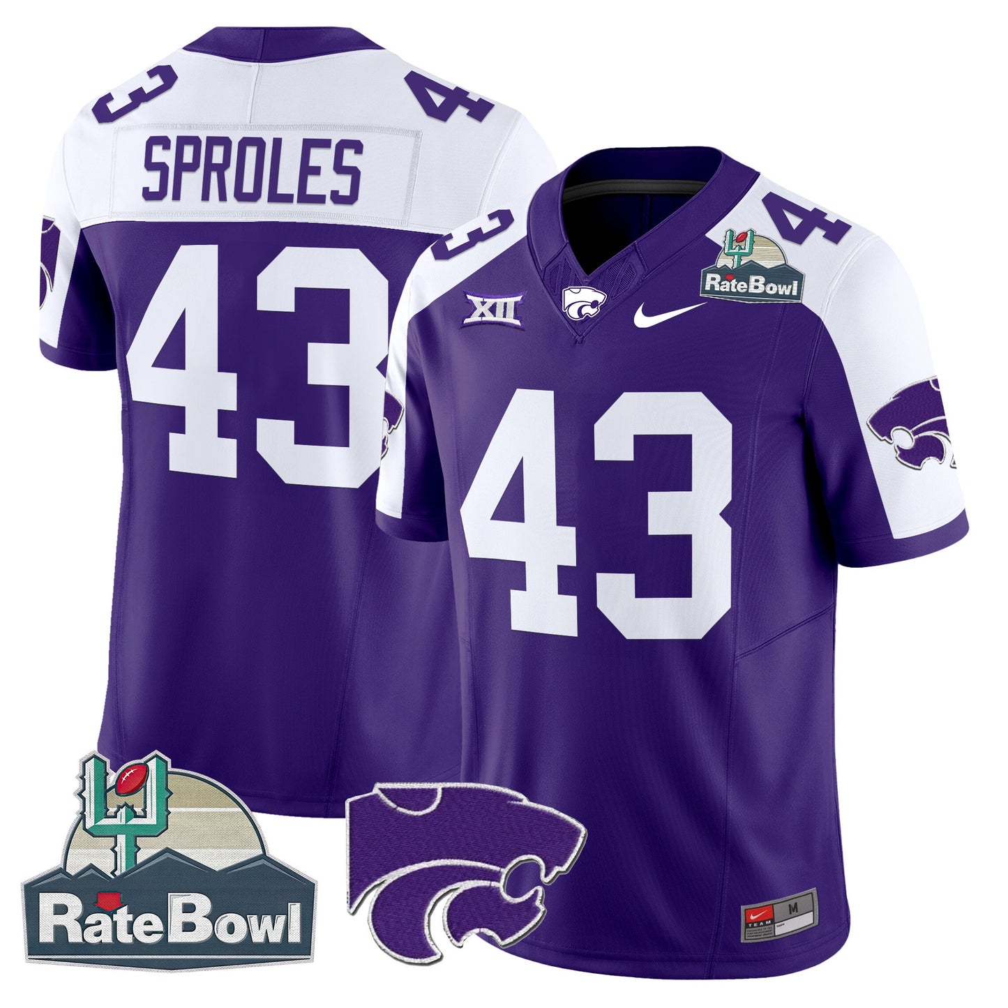 Kansas State Wildcats 2025 Rate Bowl Patch Vapor Limited Jersey - All Stitched