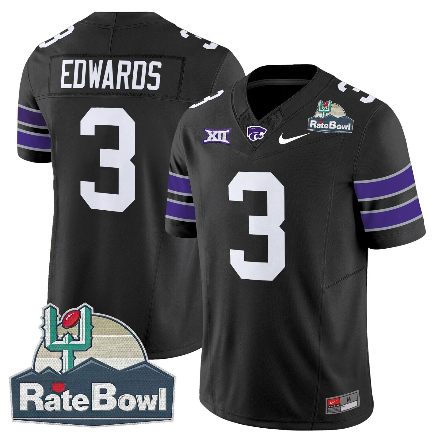 Kansas State Wildcats 2025 Rate Bowl Patch Vapor Limited Jersey - All Stitched