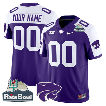 Kansas State Wildcats 2025 Rate Bowl Patch Vapor Limited Custom Jersey - All Stitched