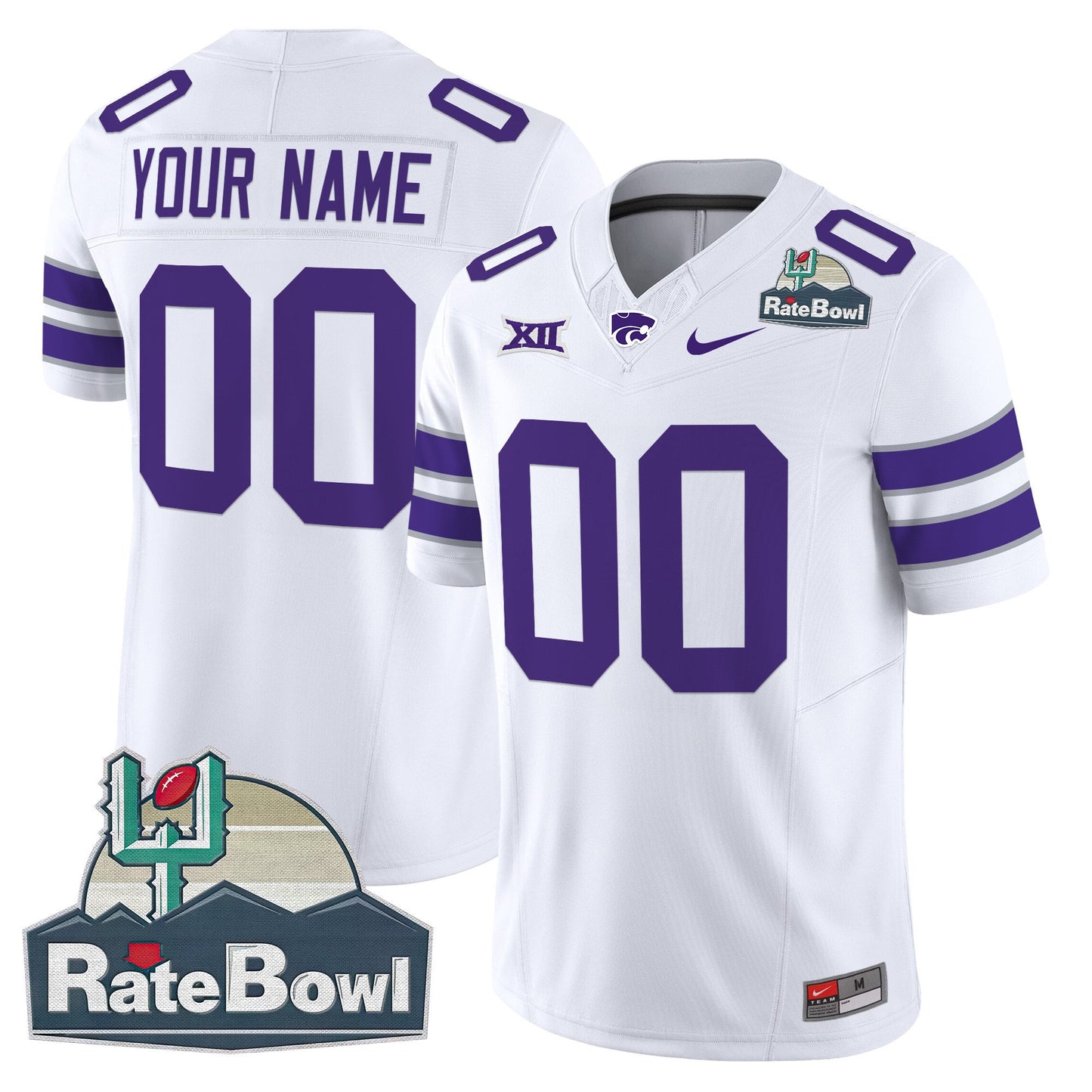 Kansas State Wildcats 2025 Rate Bowl Patch Vapor Limited Custom Jersey - All Stitched