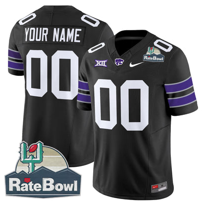 Kansas State Wildcats 2025 Rate Bowl Patch Vapor Limited Custom Jersey - All Stitched