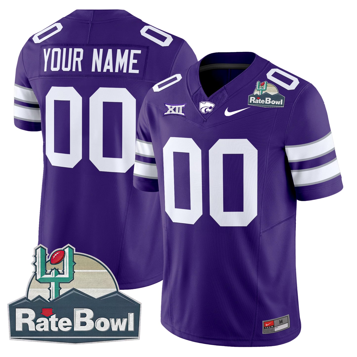 Kansas State Wildcats 2025 Rate Bowl Patch Vapor Limited Custom Jersey - All Stitched