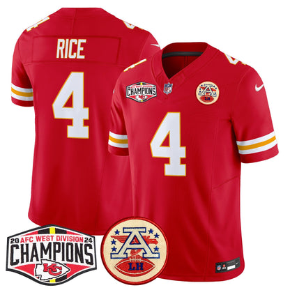 Chiefs 2024 AFC West Division Champions Patch Vapor Limited Jersey - All Stitched