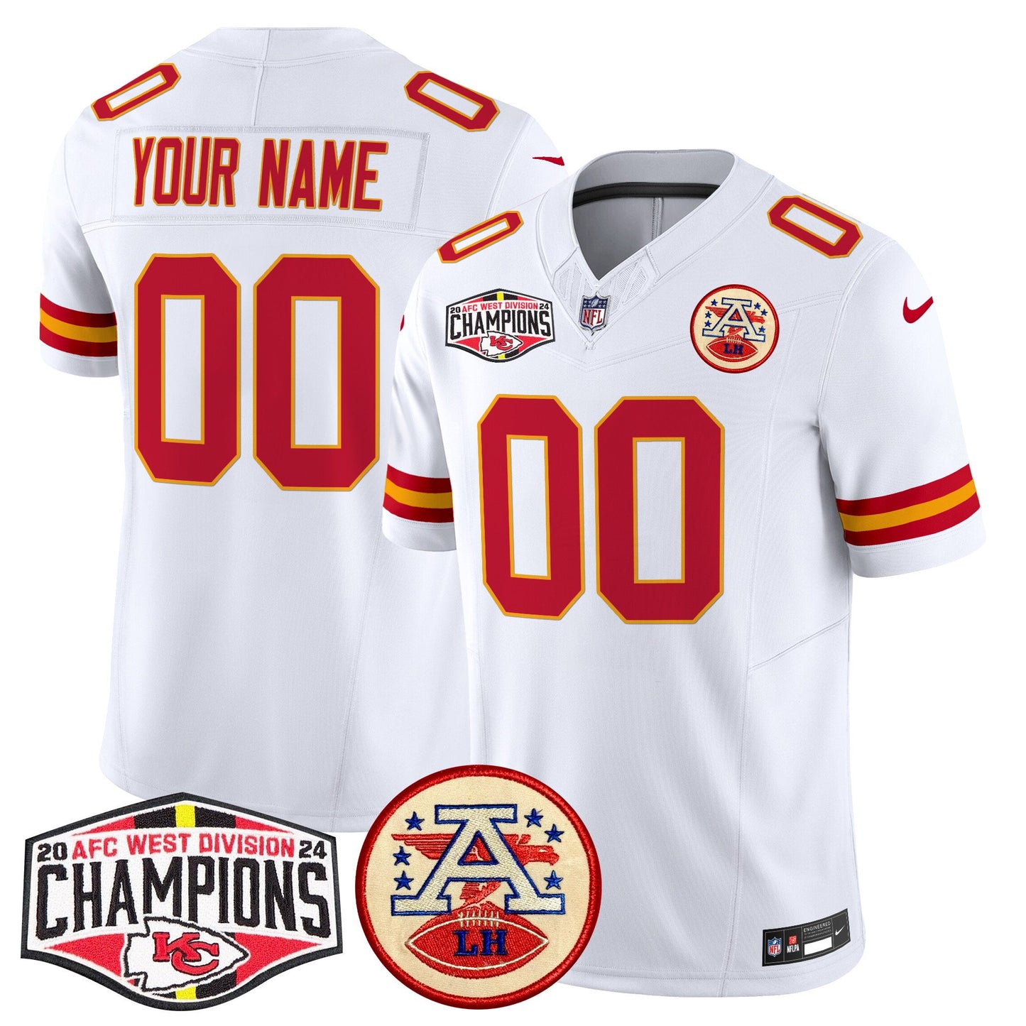 Chiefs 2024 AFC West Division Champions Patch Vapor Limited Custom Jersey - All Stitched