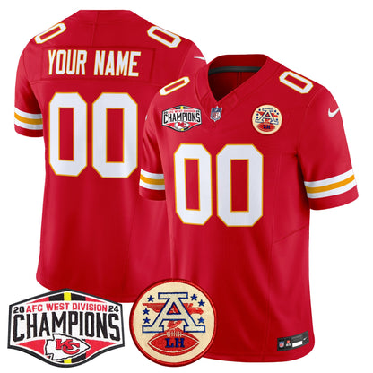 Chiefs 2024 AFC West Division Champions Patch Vapor Limited Custom Jersey - All Stitched