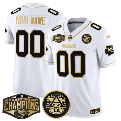 Chiefs 2024 AFC West Division Champions Patch Gold Vapor Limited Custom Jersey - All Stitched