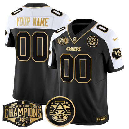 Chiefs 2024 AFC West Division Champions Patch Gold Vapor Limited Custom Jersey - All Stitched