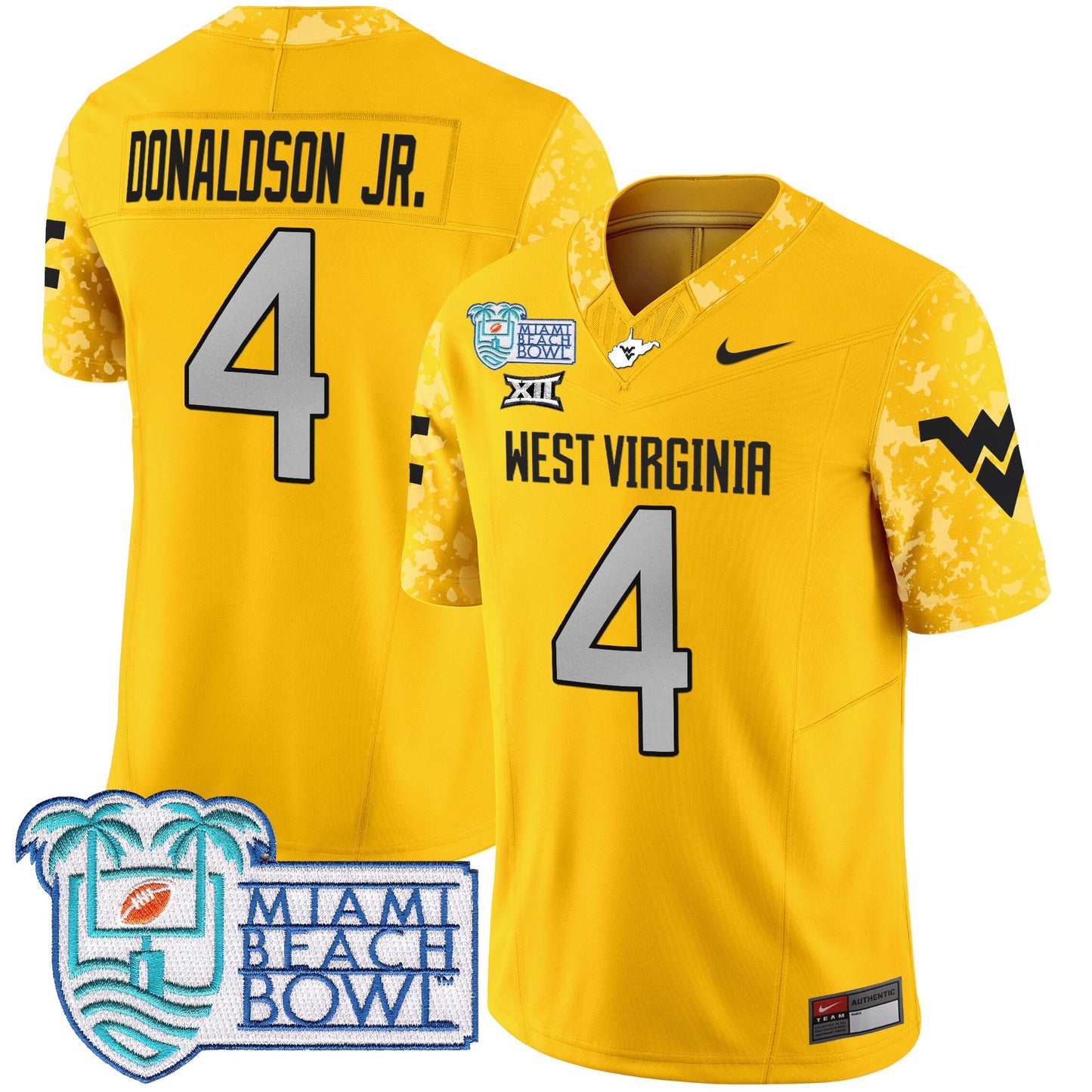 West Virginia Mountaineers 2025 Miami Beach Bowl Patch Vapor Limited Jersey - All Stitched