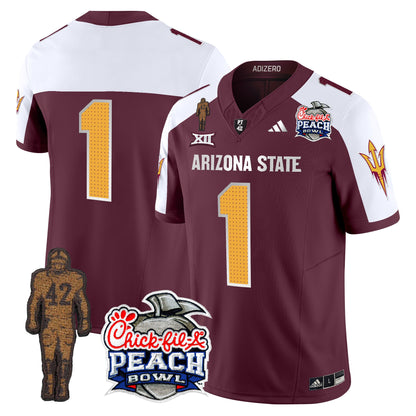 Sun Devils Pat Tillman & Peach Bowl Patch Vapor Limited Jersey V2 - All Stitched