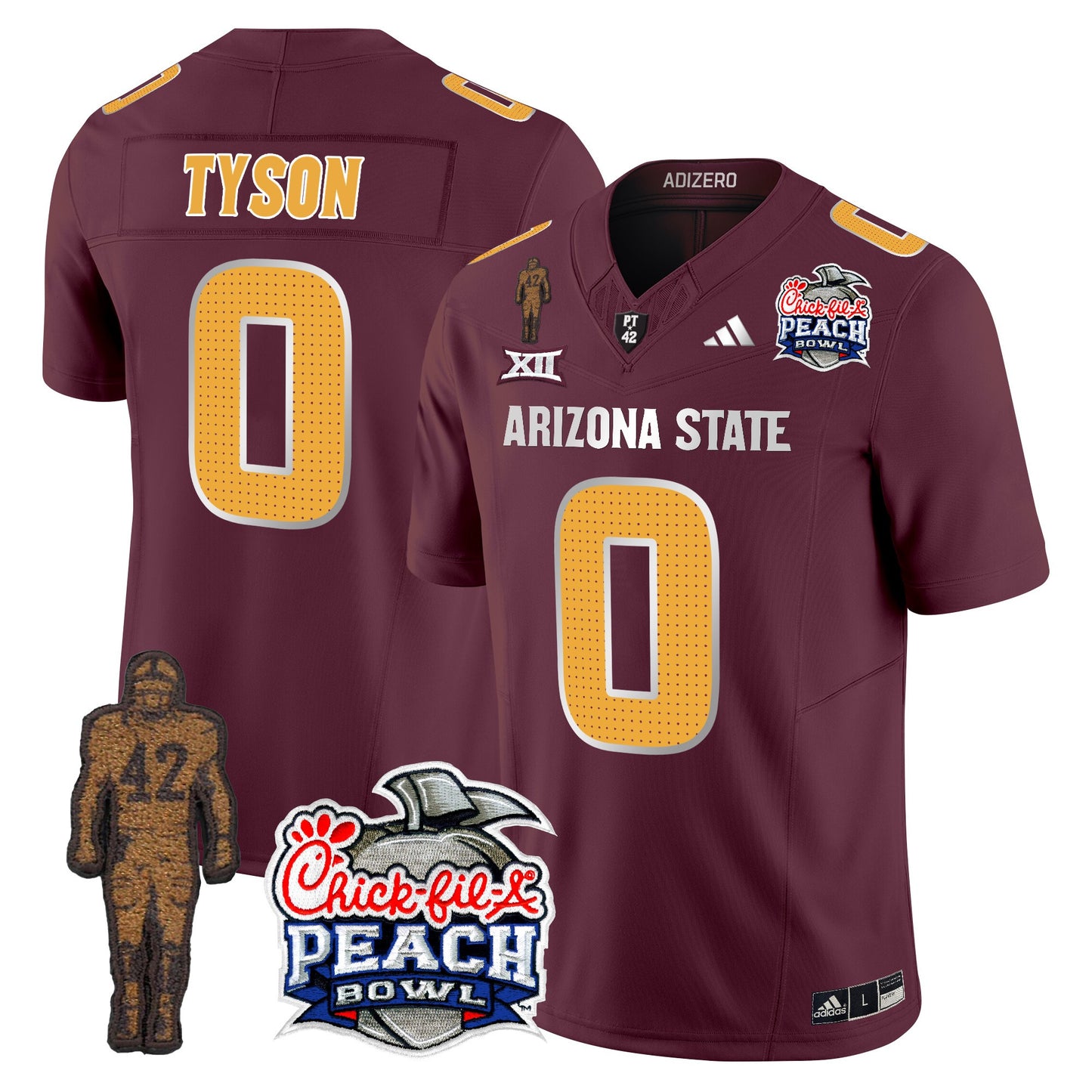 Sun Devils Pat Tillman & Peach Bowl Patch Vapor Limited Jersey V2 - All Stitched