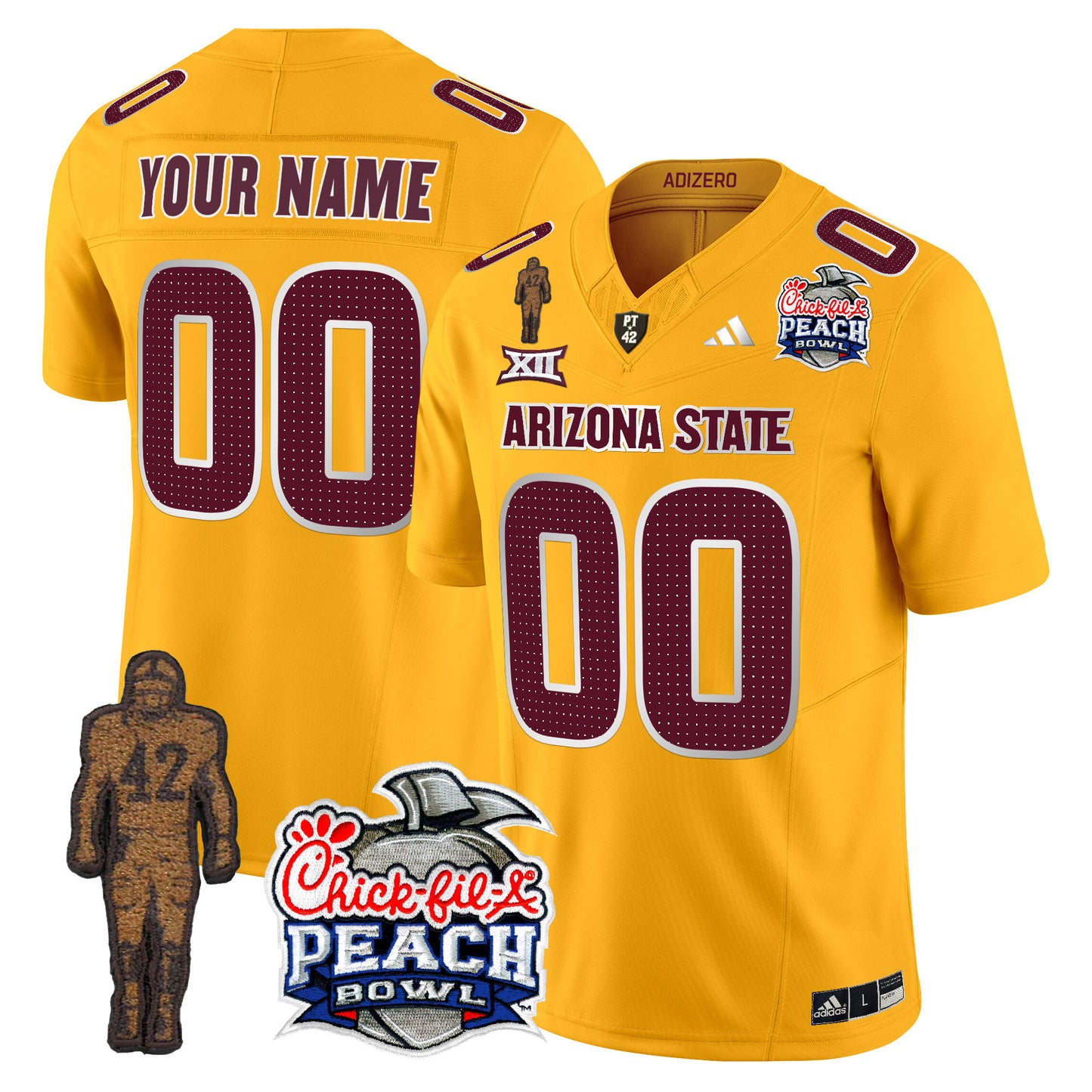 Sun Devils Pat Tillman & Peach Bowl Patch Vapor Limited Custom Jersey V2 - All Stitched