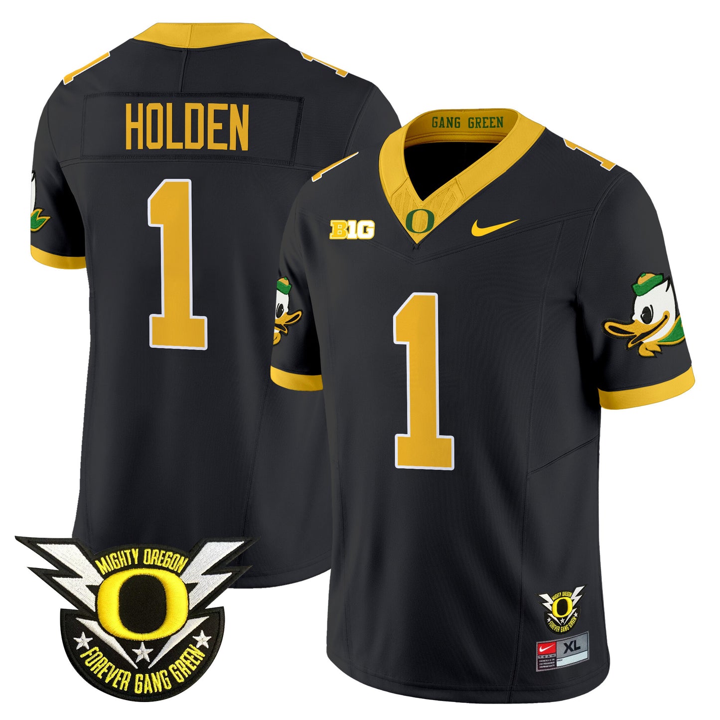 Oregon Ducks 2024 Forever Gang Green & BIG Patch Vapor Limited Jersey - All Stitched