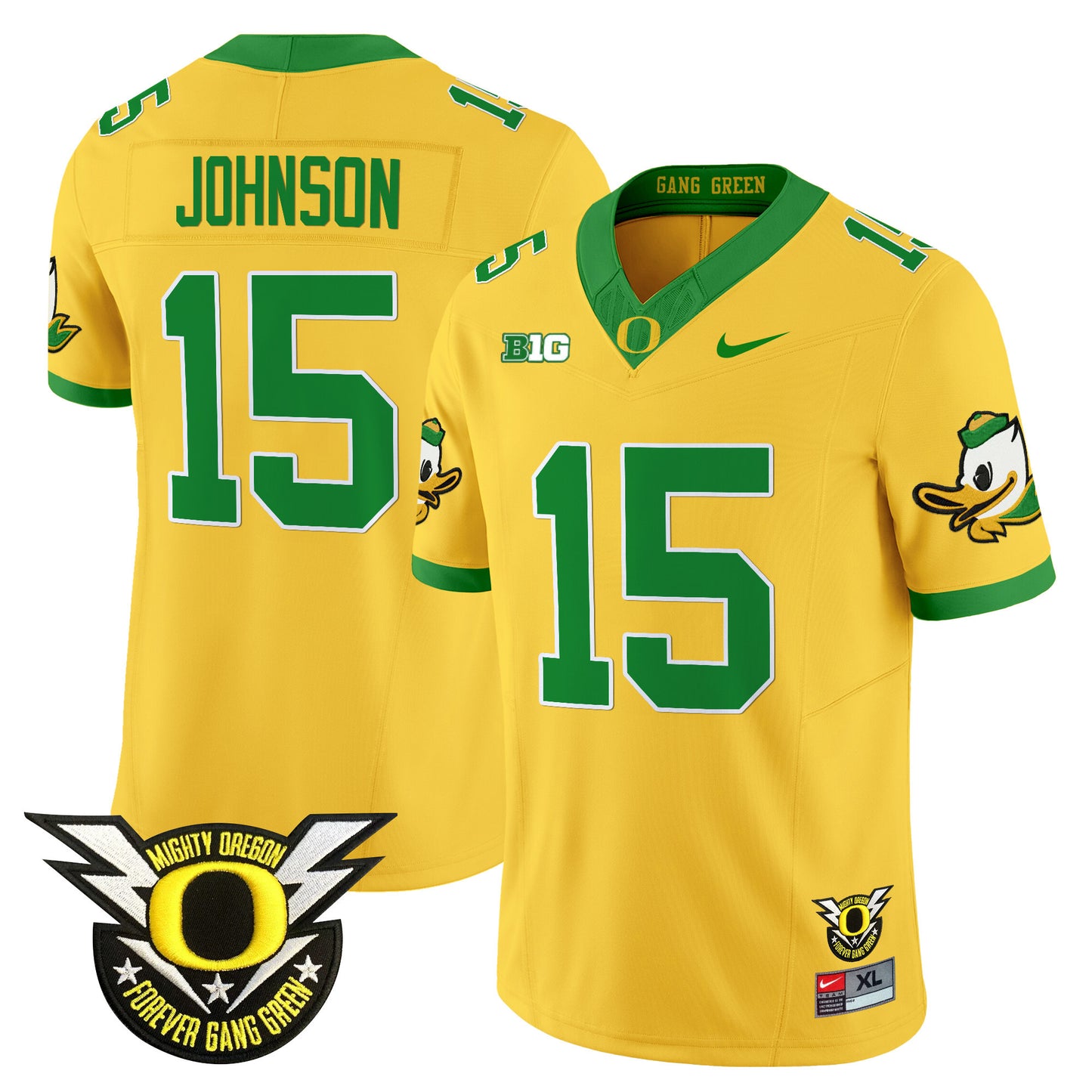 Oregon Ducks 2024 Forever Gang Green & BIG Patch Vapor Limited Jersey - All Stitched