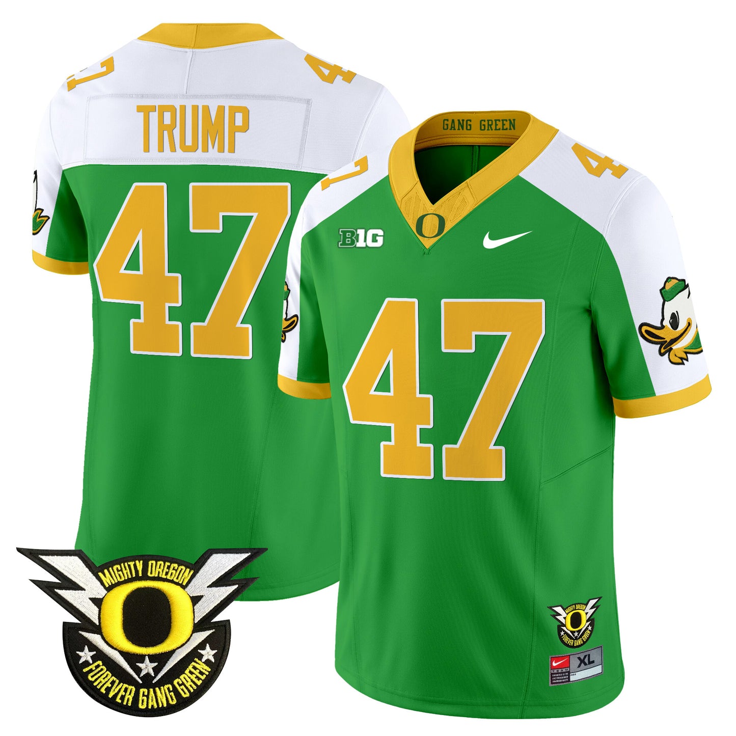 Oregon Ducks 2024 Forever Gang Green & BIG Patch Vapor Limited Jersey - All Stitched