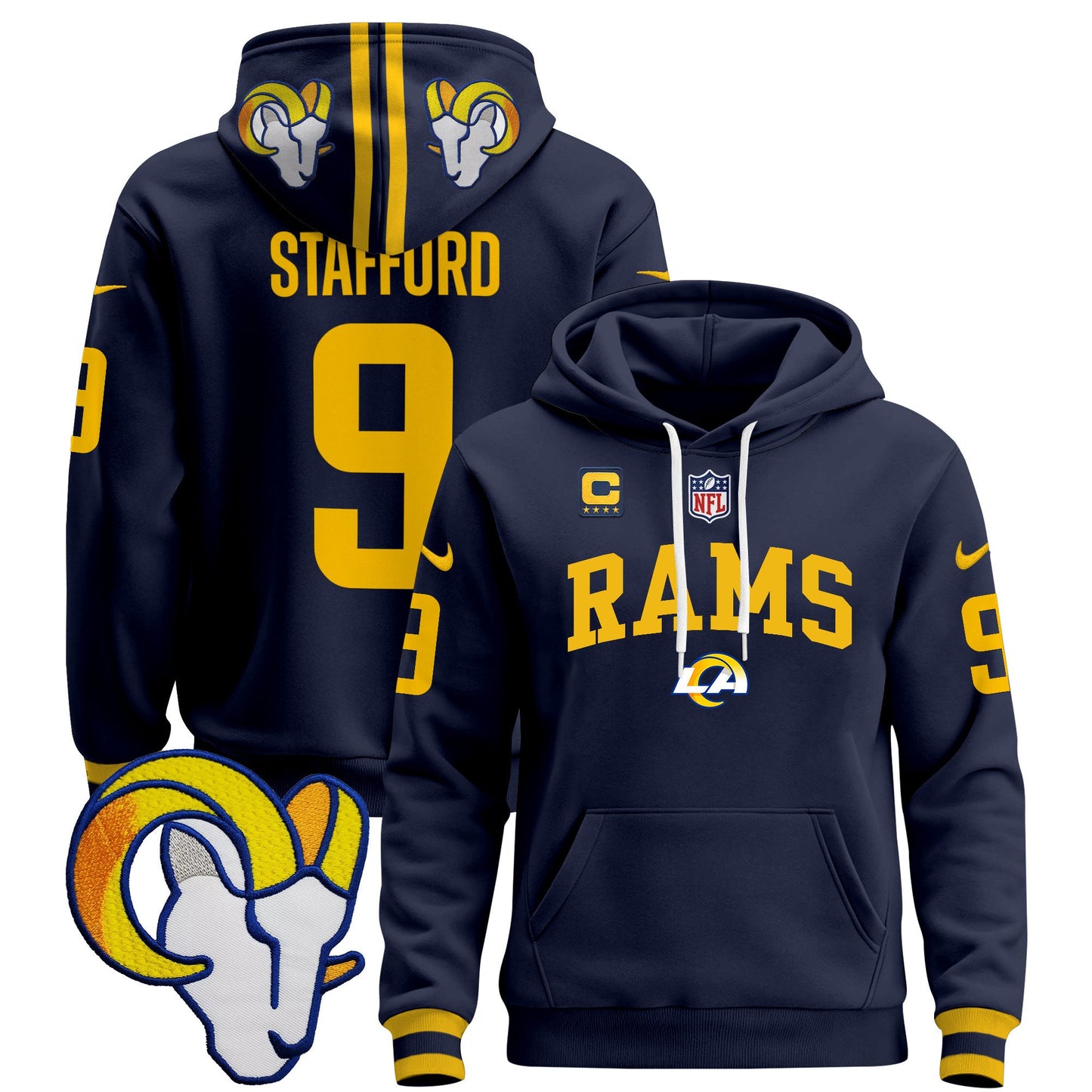 Los Angeles Rams 2024 Pullover Hoodie V2 - All Stitched