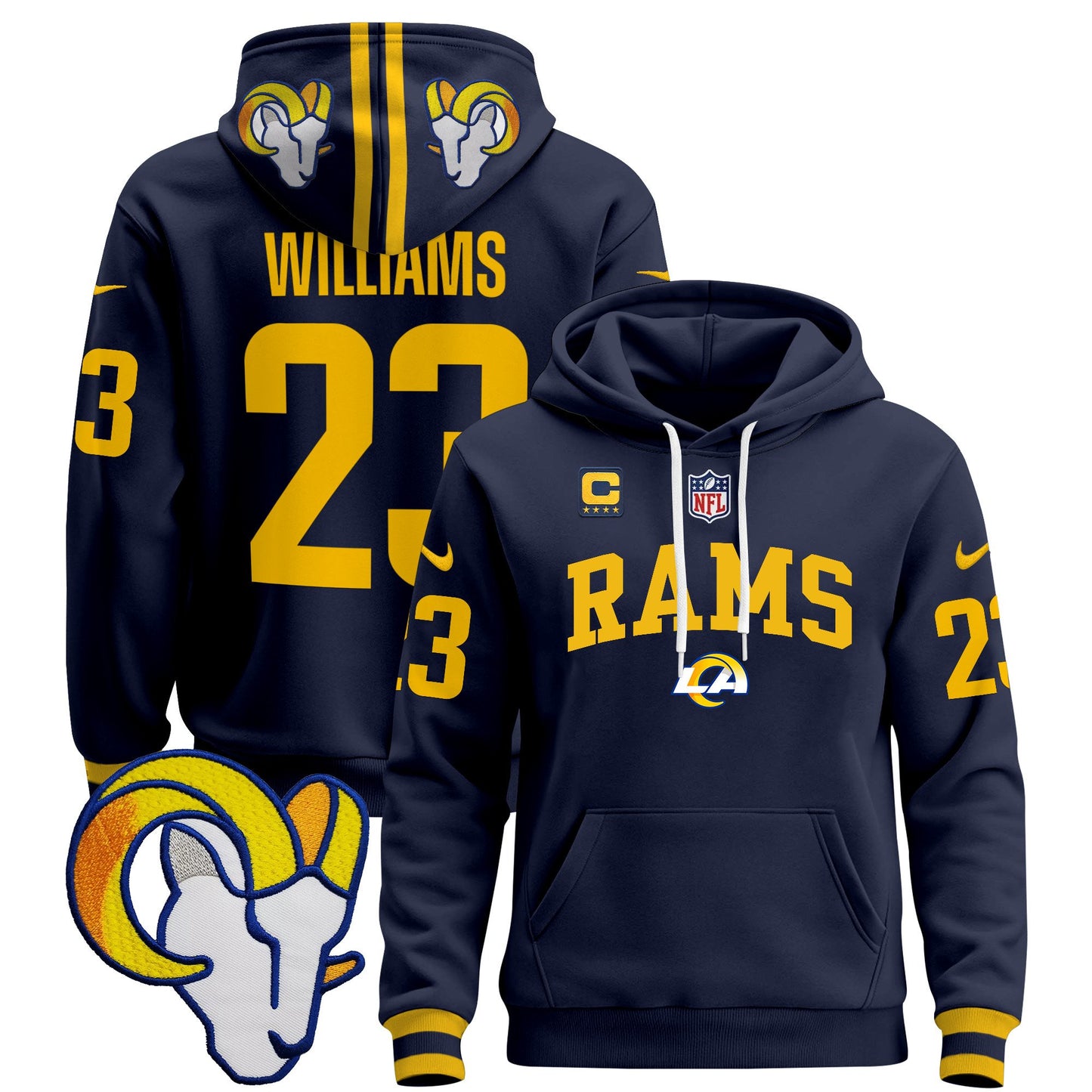 Los Angeles Rams 2024 Pullover Hoodie V2 - All Stitched