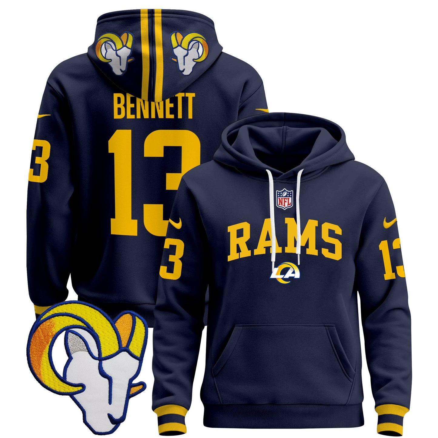 Los Angeles Rams 2024 Pullover Hoodie V2 - All Stitched