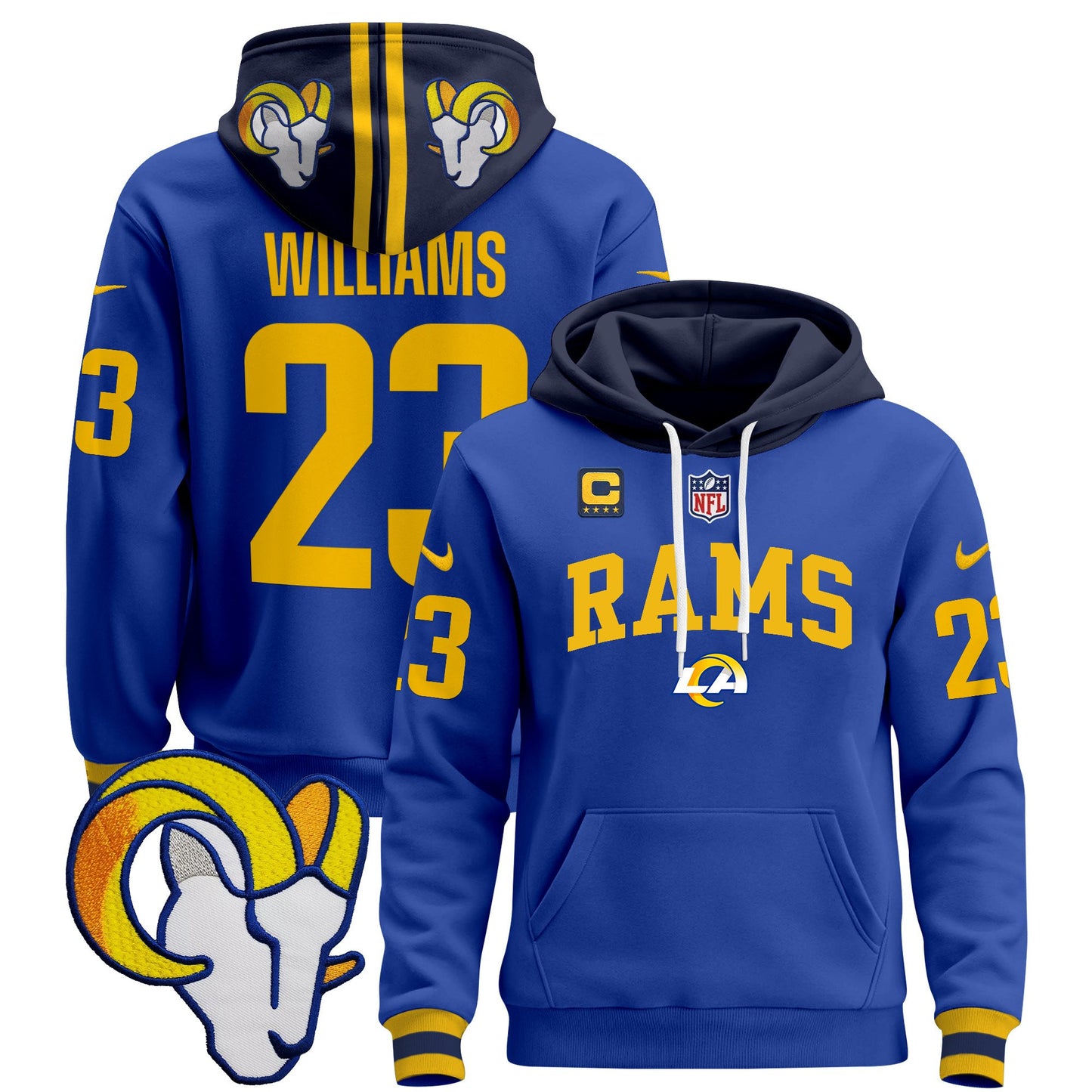 Los Angeles Rams 2024 Pullover Hoodie V2 - All Stitched