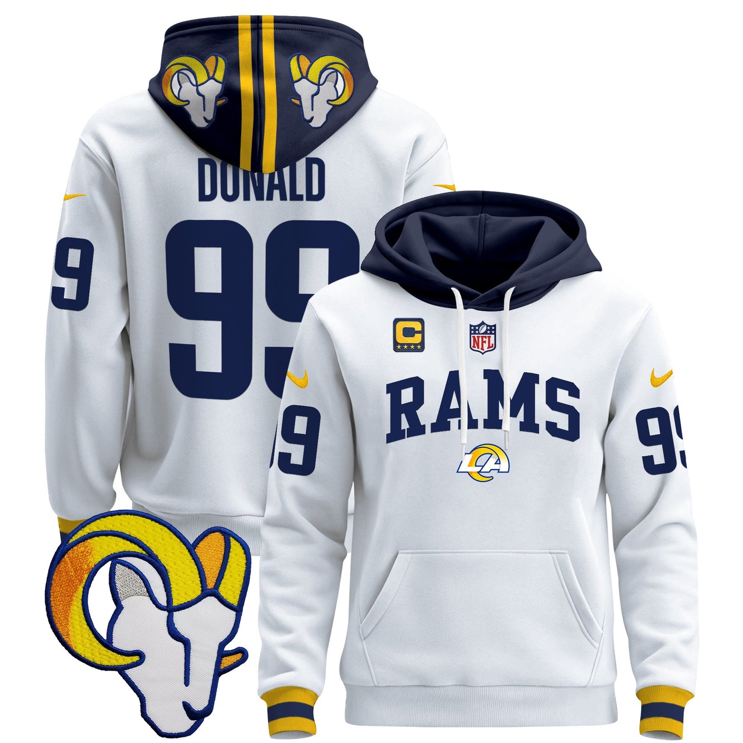 Los Angeles Rams 2024 Pullover Hoodie V2 - All Stitched