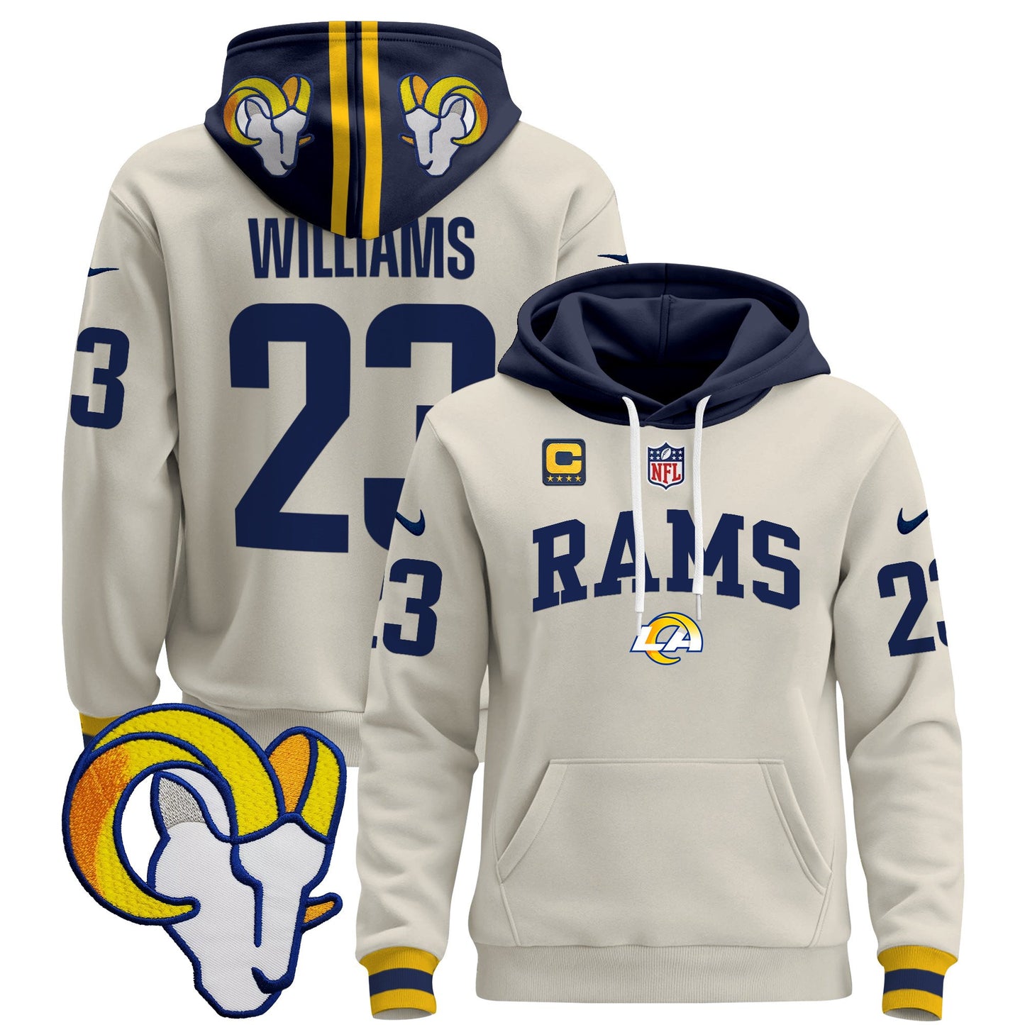 Los Angeles Rams 2024 Pullover Hoodie V2 - All Stitched