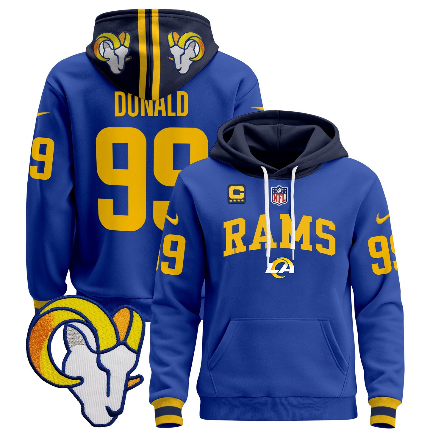 Los Angeles Rams 2024 Pullover Hoodie V2 - All Stitched