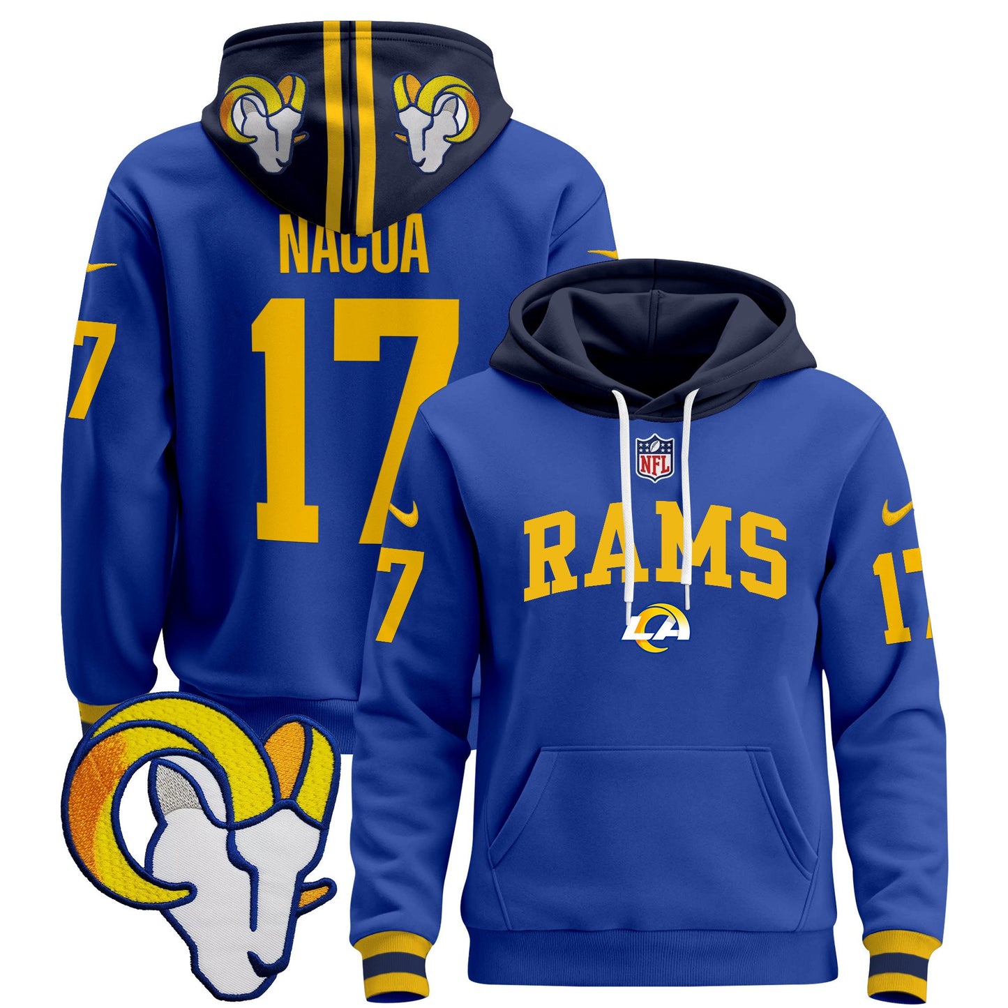 Los Angeles Rams 2024 Pullover Hoodie V2 - All Stitched