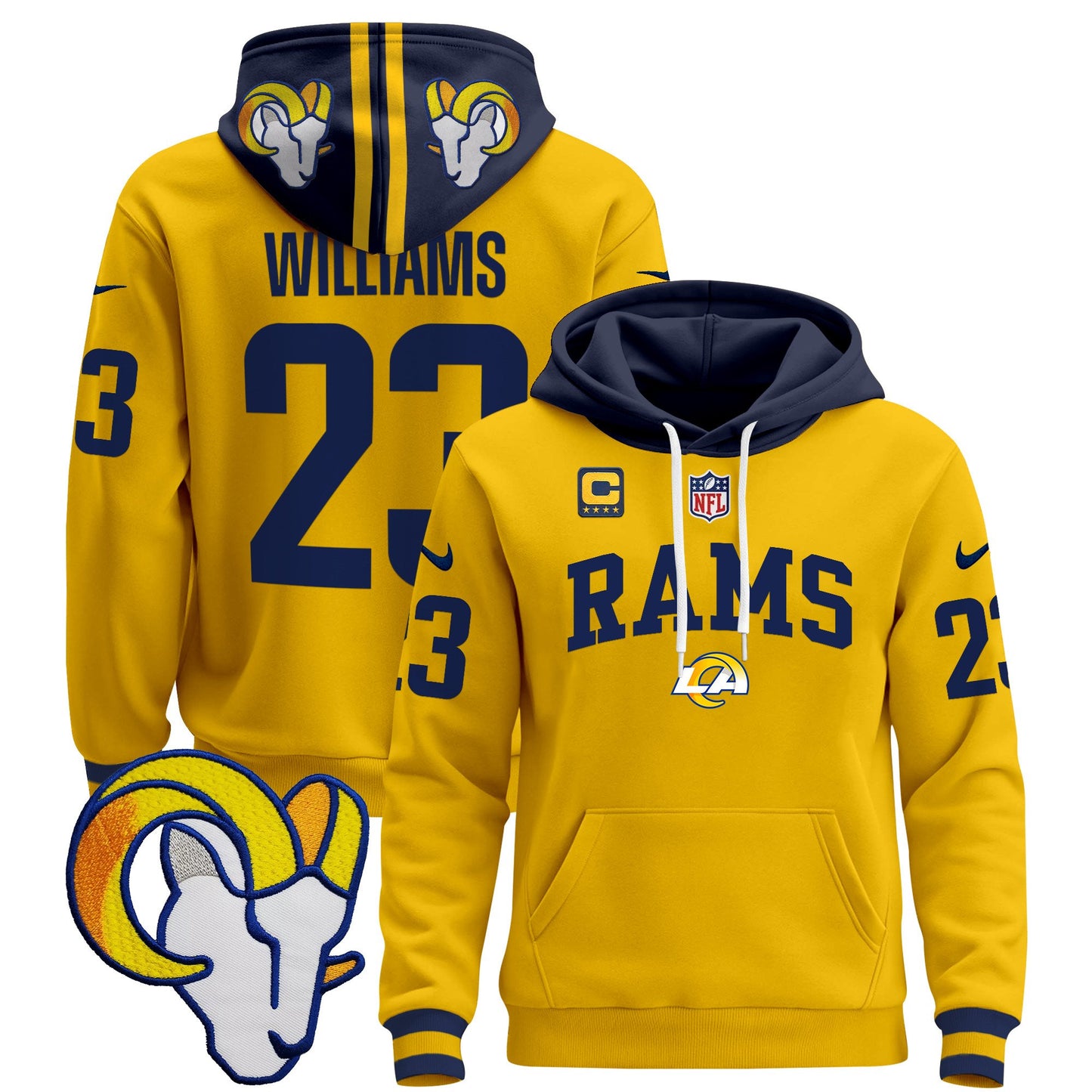 Los Angeles Rams 2024 Pullover Hoodie V2 - All Stitched