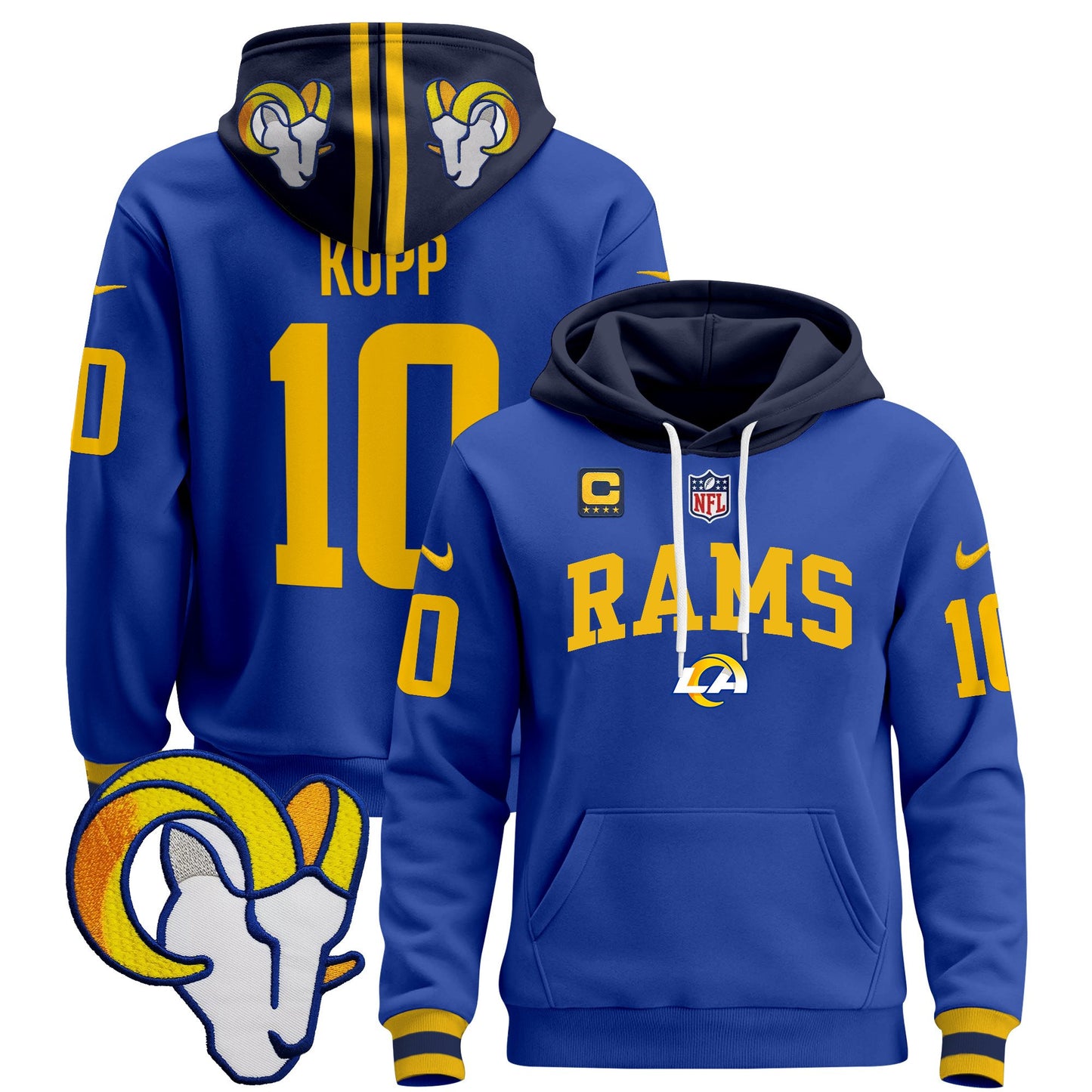 Los Angeles Rams 2024 Pullover Hoodie V2 - All Stitched