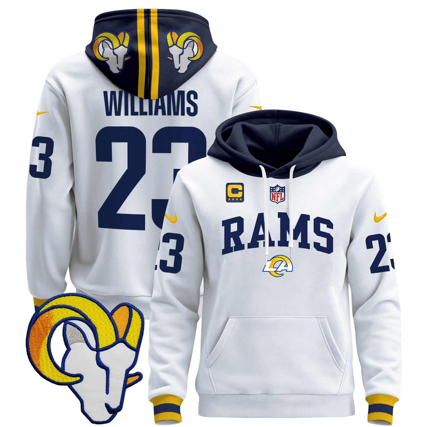 Los Angeles Rams 2024 Pullover Hoodie V2 - All Stitched