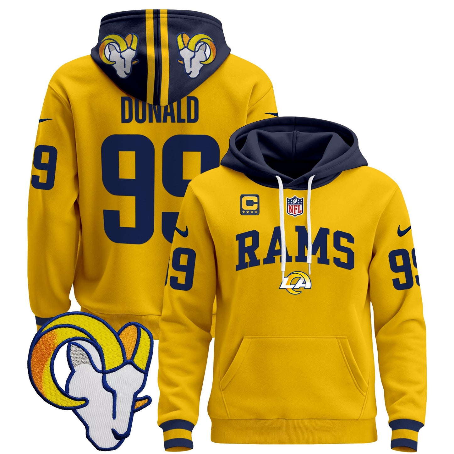 Los Angeles Rams 2024 Pullover Hoodie V2 - All Stitched