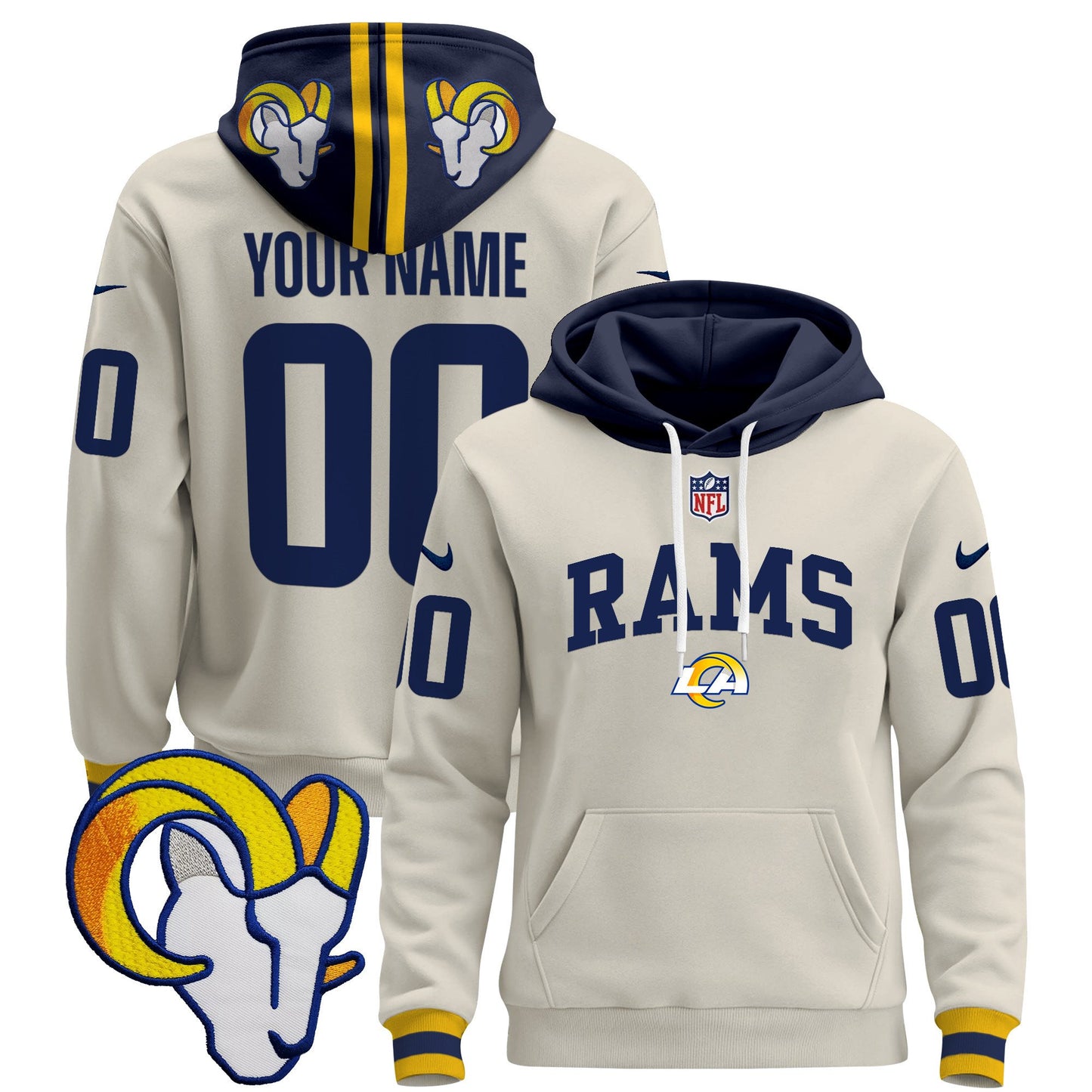 Los Angeles Rams 2024 Custom Pullover Hoodie V2 - All Stitched