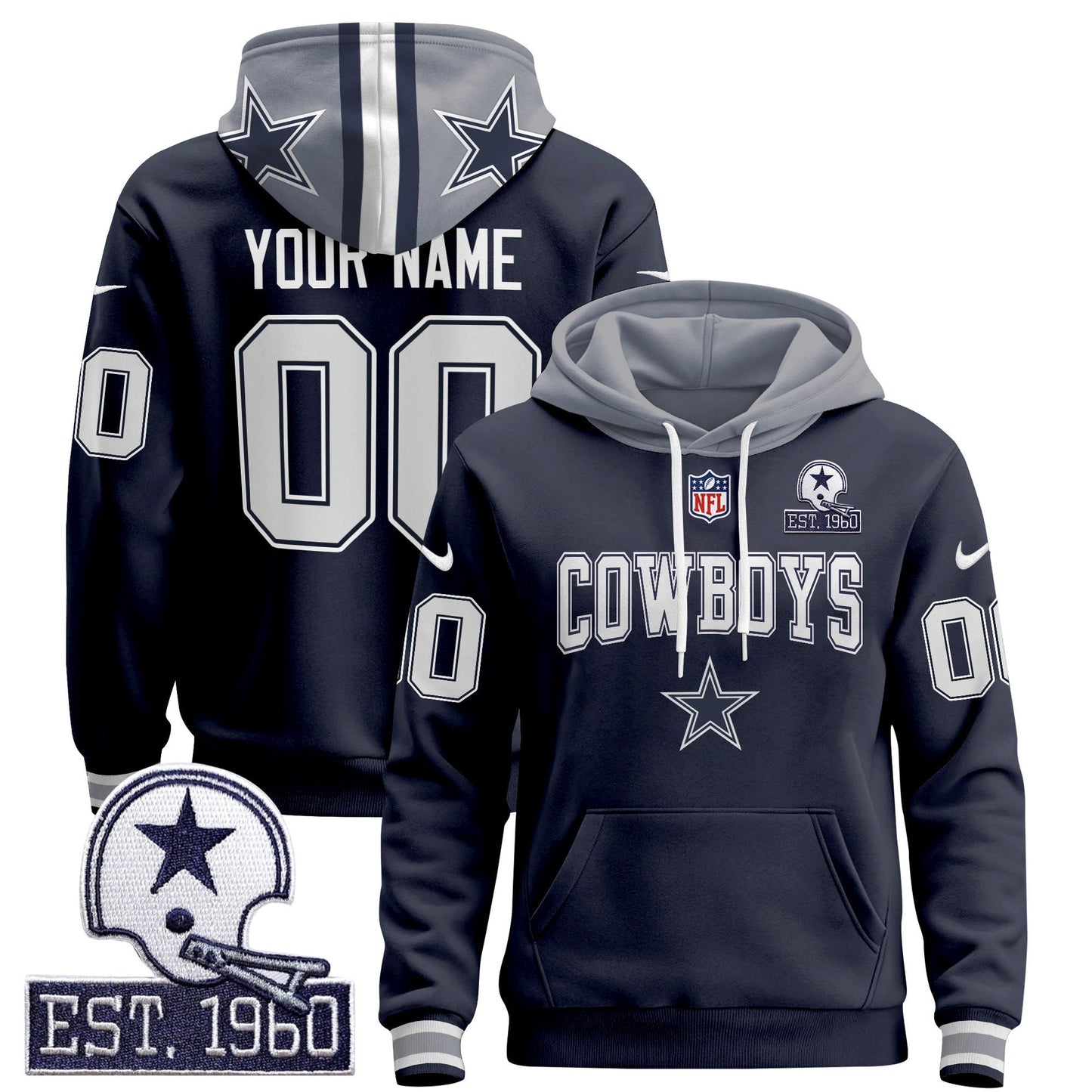 Dallas Cowboys 2024 Custom Pullover Hoodie V2 - All Stitched