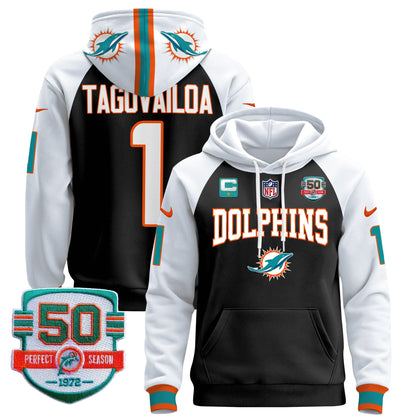 Dolphins 50th 1972 Perfect Season Patch Pullover Hoodie V2 - All Stitched