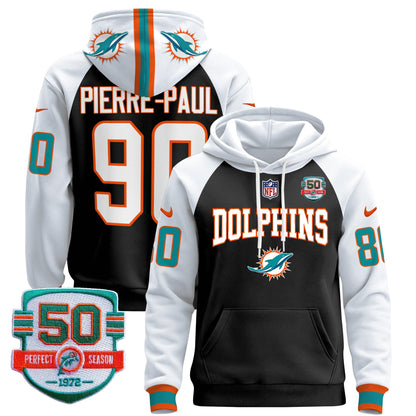 Dolphins 50th 1972 Perfect Season Patch Pullover Hoodie V2 - All Stitched