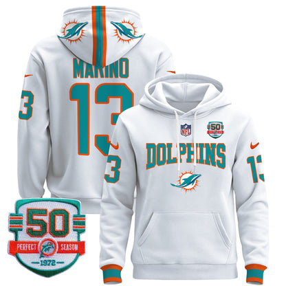 Dolphins 50th 1972 Perfect Season Patch Pullover Hoodie V2 - All Stitched