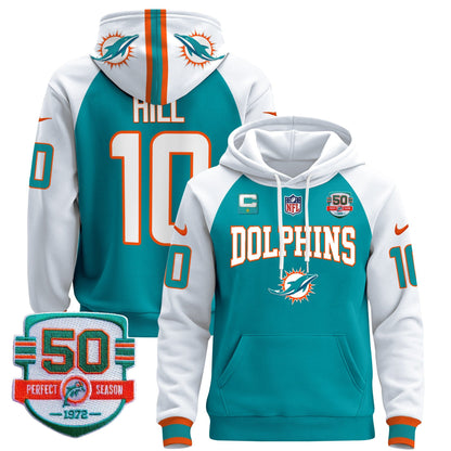 Dolphins 50th 1972 Perfect Season Patch Pullover Hoodie V2 - All Stitched